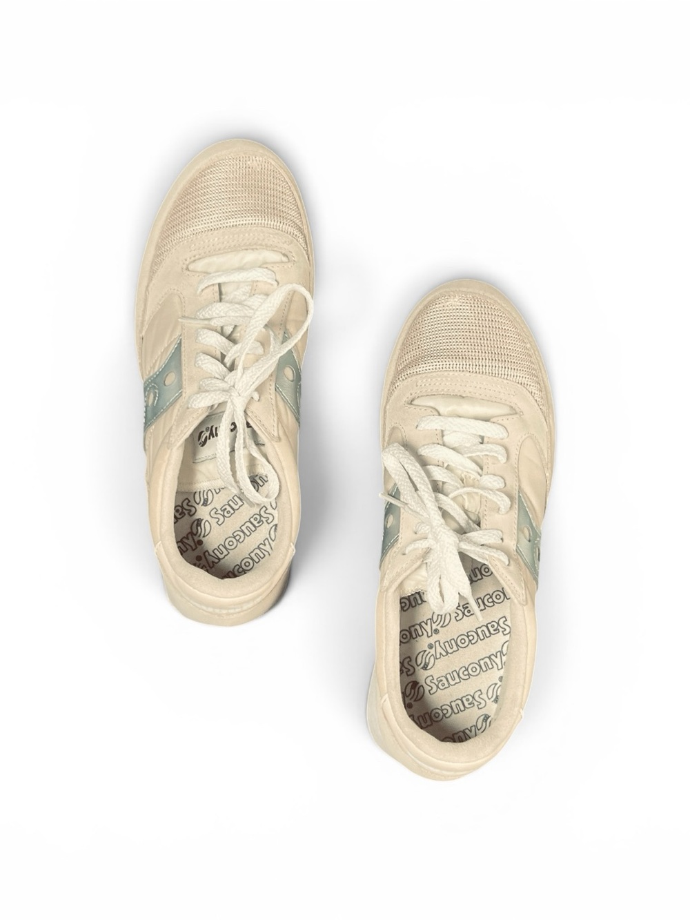 Saucony Women's Cream & Silver Retro Runner Sneakers